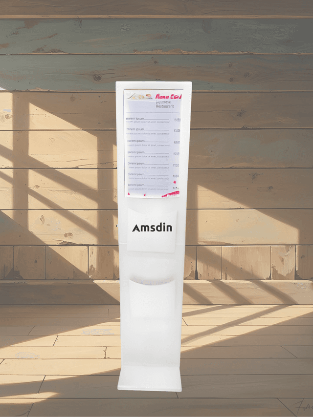 Image of 21 Inch White Digital Signage Stand with Leaflet Holder for Retail Stores