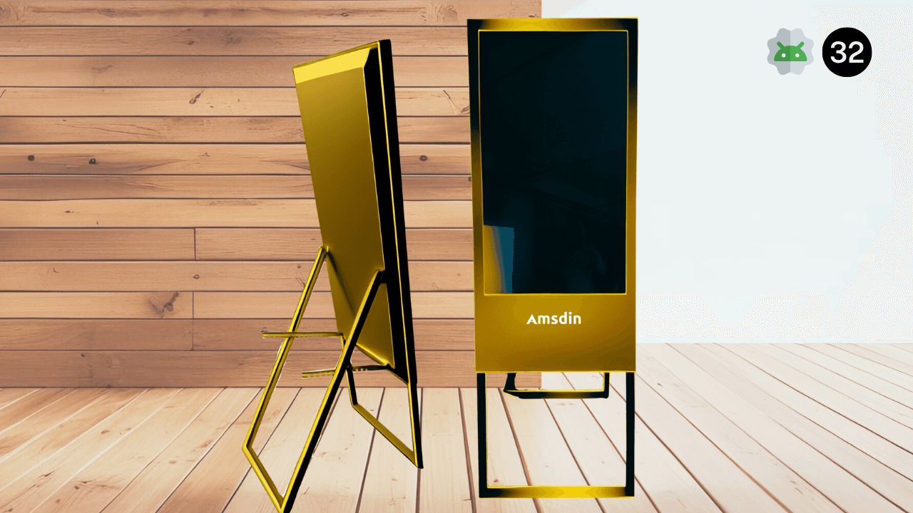 43-Inch Gold A Type Frame Indoor Digital Advertising Standee for Engaging Promotions and Signage