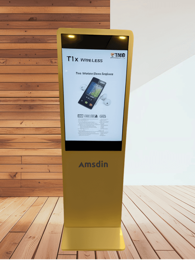 Image of 32 Inch Indoor Digital Display Standee with Gold Color