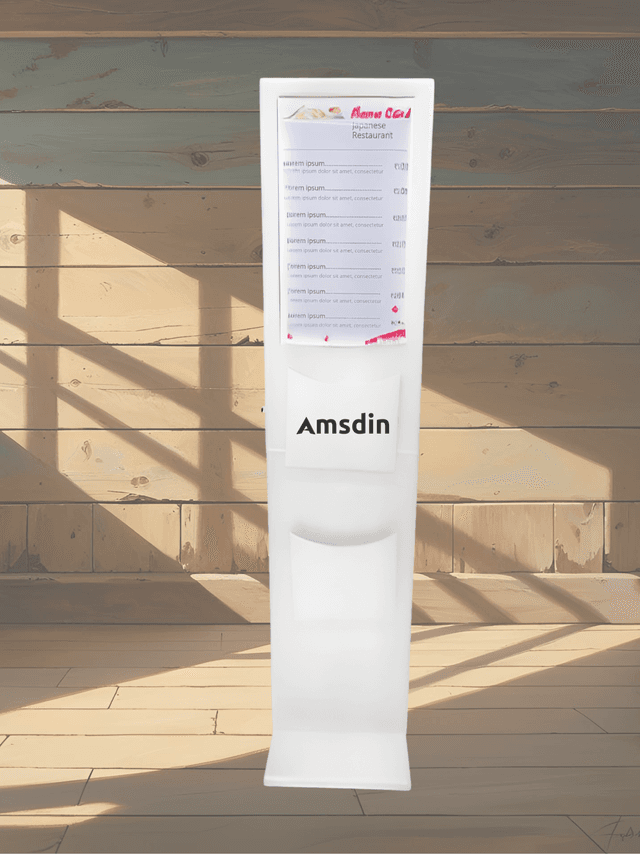 Image of 32 Inch White Digital Signage with Brochure Holder for Retail Stores