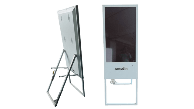 Image of 55 Inch White Easel-Style Digital Signage Screen for Indoor Promotions