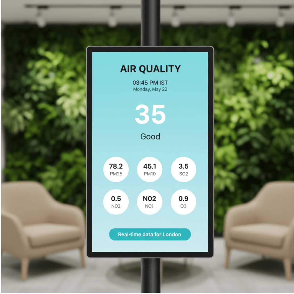 Monitor and Display Real-Time Pollution Data using Air Quality Widget in Digital Signage