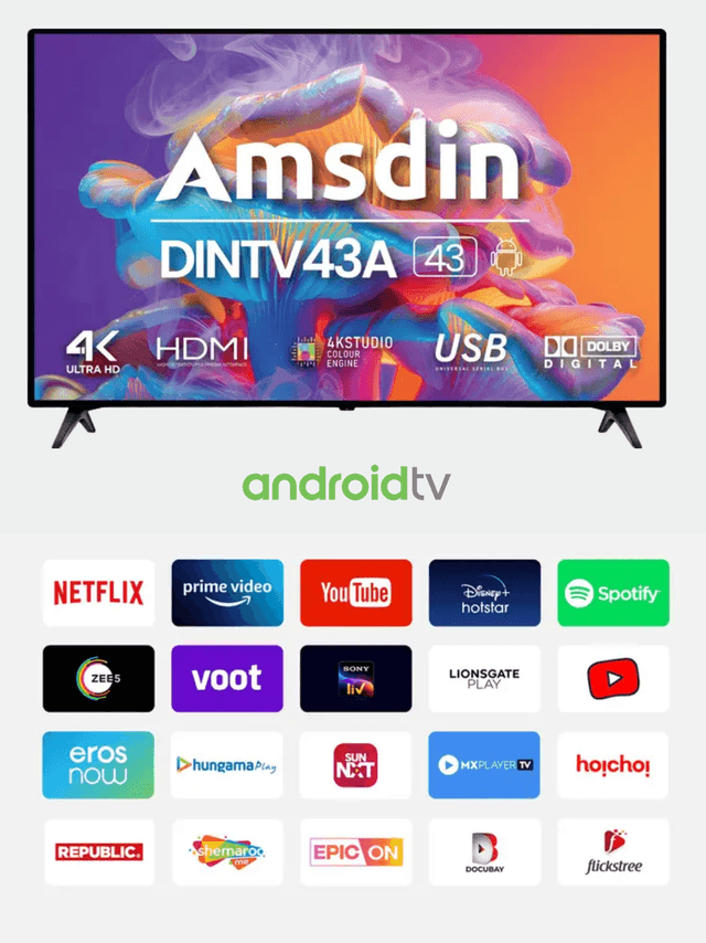 Image of AMSDIN 43-Inch (108 cm) 4K Ultra HD Android Smart LED TV