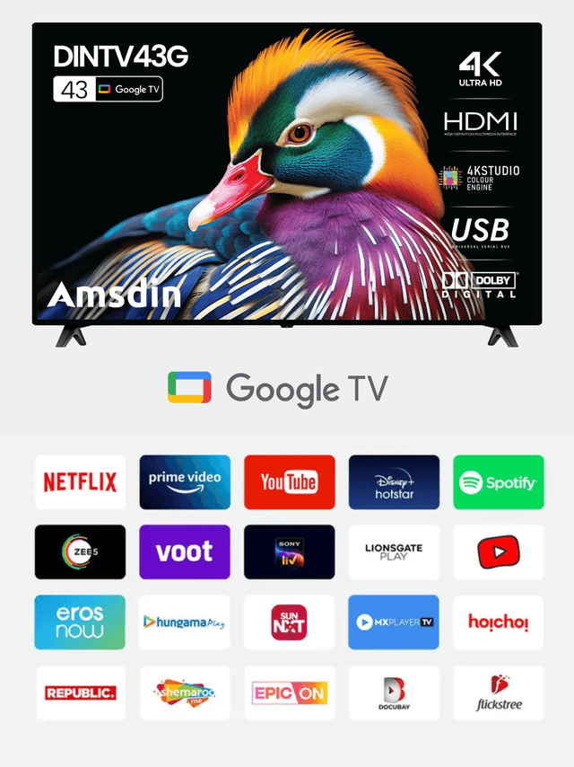 Image of AMSDIN 43-Inch 4K Ultra HD Google TV | Smart LED Display (108 cm)