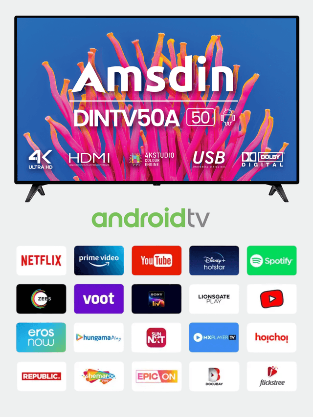 Image of AMSDIN 50 Inch 4K Ultra HD Android Smart LED TV