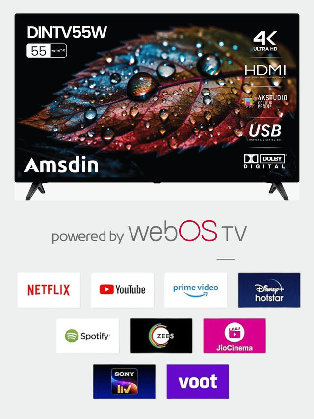 Image of AMSDIN 4K Smart LED TV with 55-Inch webOS – Ultra HD Display & Smart Features