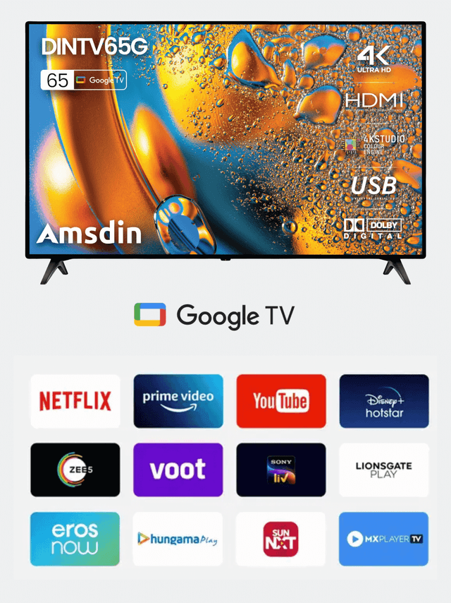 Image of AMSDIN 165 cm (65 inch) 4K Ultra HD LED Google TV with Google Voice Assistant