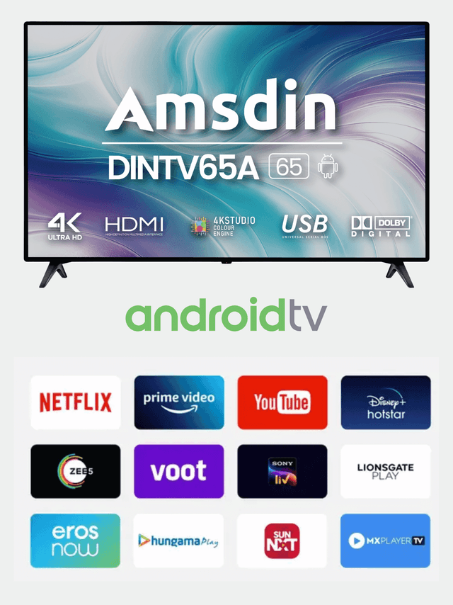 Image of AMSDIN 65 Inch 4K Ultra HD Android Smart LED TV – Best for Home and Office