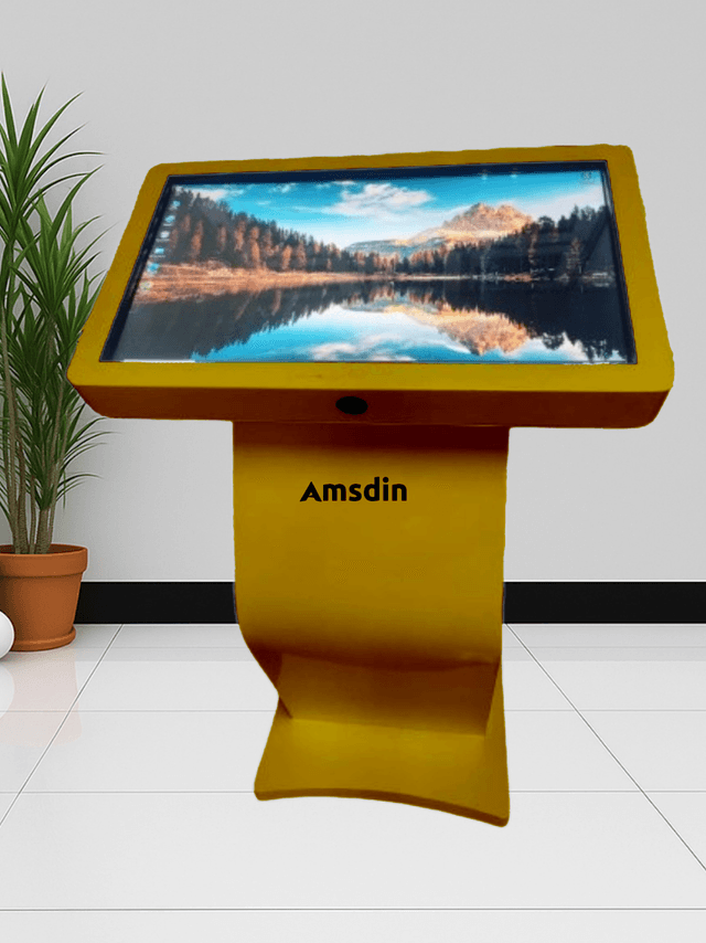 Image of Smart Business Kiosk Featuring 32 Inch Interactive Display with Gold Color